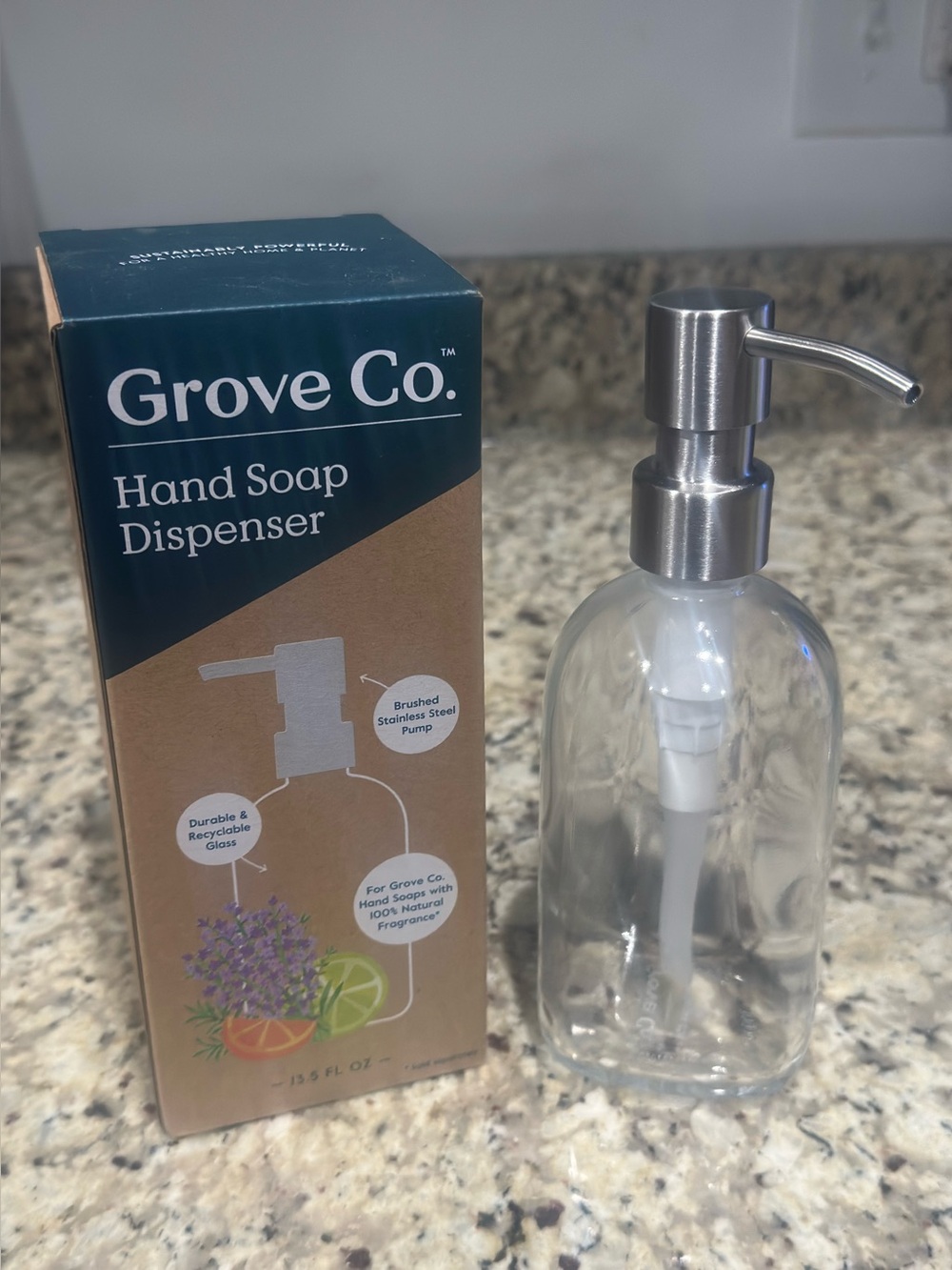 Hand Soap Dispenser – 13.5 oz Glass Bottle
